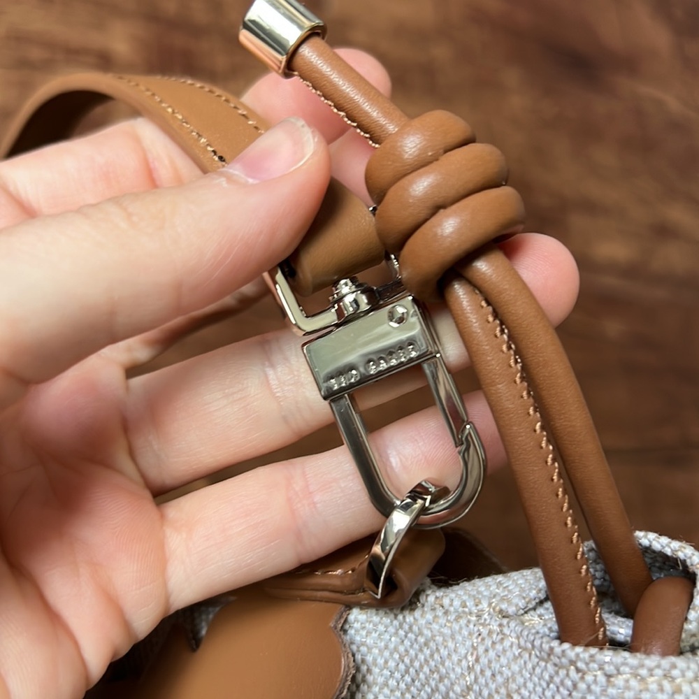 Ted Baker Tan Leather Floral Cutout Crossbody with White Canvas - Picture 14 of 14
